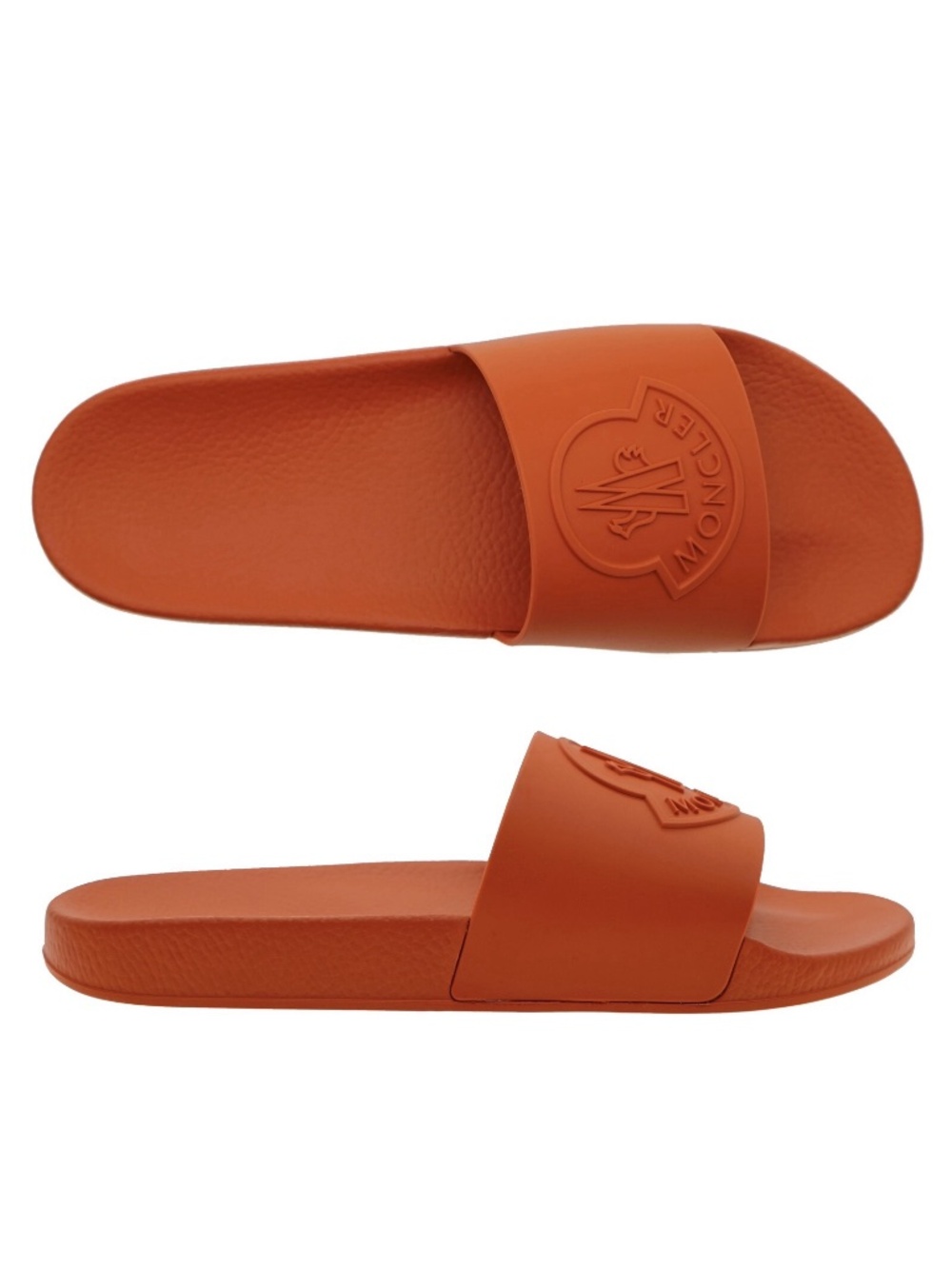 Moncler Men Basil Slides Orange Rubber Size 12 US New